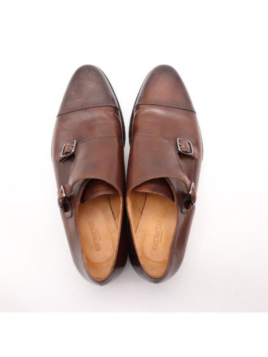 Suitsupply Double Monk Strap Shoes Men\'s Size 8.5 Dark Brown Leather Italy main image 4